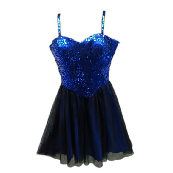 Masquerade Women's 11/12 Blue Sequined Ballerina Midi Dress. Lined. Fits 36C.... - Picture 1 of 12